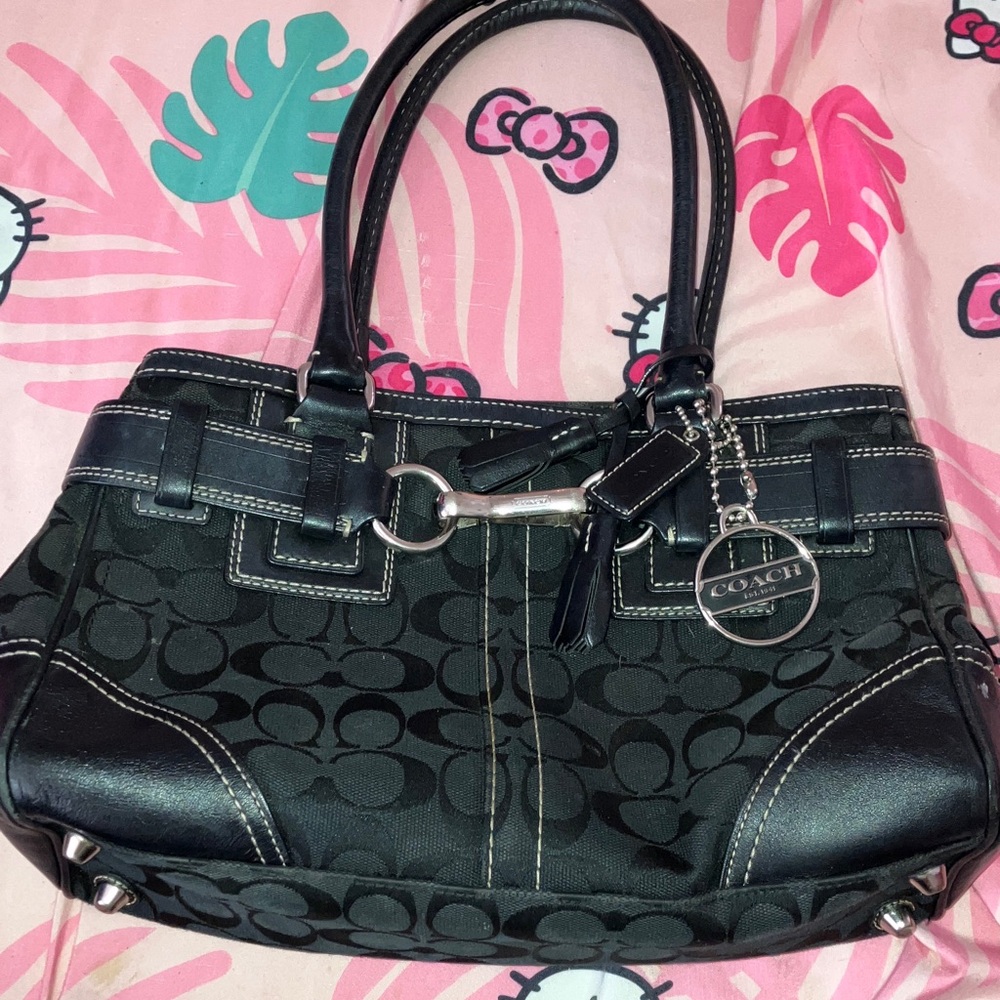 Coach Y2K Black Signature Shoulder Bag